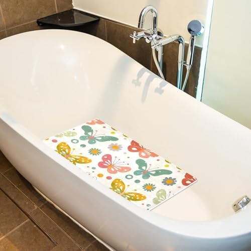 Bathtub Mat Non Slip 26.8x15.1In, Colorful Butterflies Bath Mat - Image 5