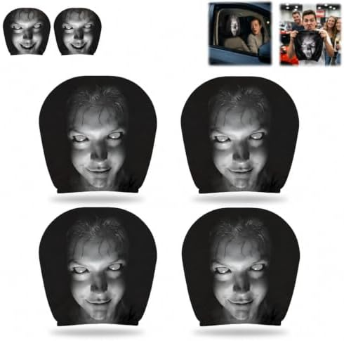 4 Pack Scary Headrest Covers for Cars, Upgraded Snug Fit Car Headrest Cover by Unknown