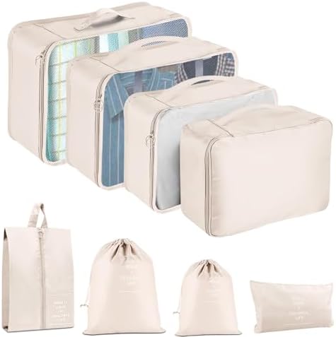 Packing Cubes for Travel 8 Set Luggage Organizer Bags by YEEYAA