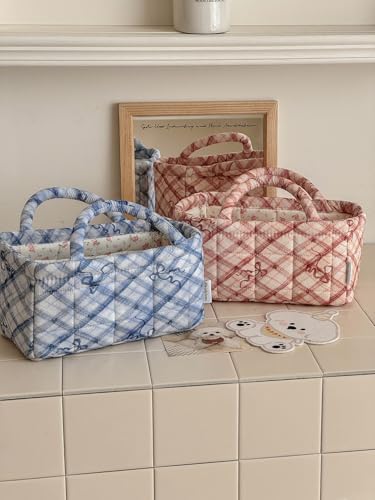 Small Storage Basket Organizer, Mini Fabric Floral Storage Baskets - Image 3
