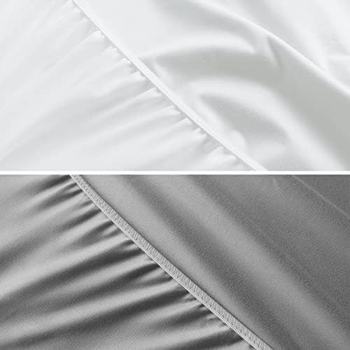 2 Pack Bassinet Sheets Fitted Waterproof White & Grey - Image 2