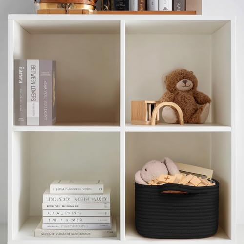 Black Basket for Gifts, Woven Gift Baskets Empty, Cotton Rope Storage Bin for - Image 4