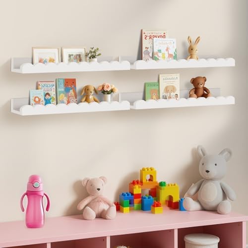 4-Pack Scalloped Shelves, Nursery Shelves, Floating Book Shelves - Image 2