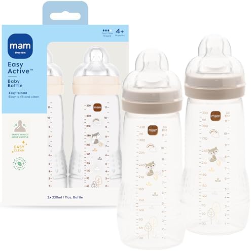 MAM 11oz Natural Flow Active Anti-Colic Baby Bottle, 4+ Mths, 2 Pack by MAMBabyUSA