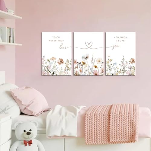 3Pcs Wildflower Nursery Canvas Wall Art Flower Botanical Sentence Poster - Image 4