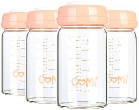 COMI Wide Neck Glass Breastmilk Collection n Storage Bottle, 4 Packs, 6oz by COMI