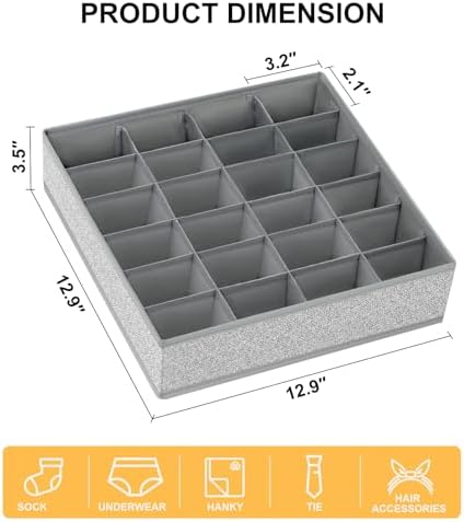 Joyoldelf Sock Drawer Organizer Divider Underwear Organizer 24-cell Fabric - Image 2