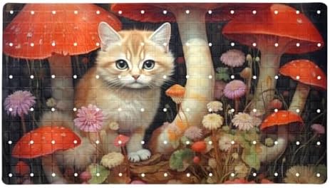 Bathtub Mat Non Slip 26.8x15.1 Inch, Mushrooms Cat Wildflower Shower Mat by Anna+Cowper