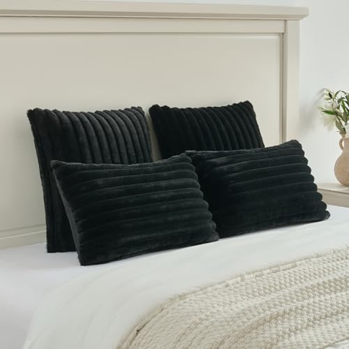 FUTEI Pack of 2 Faux Fur Throw Pillow Covers 26x26 Inch - Image 5