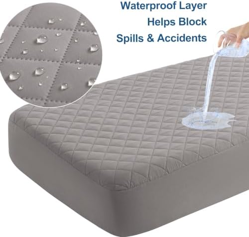 BEDSUM 2-Pack Waterproof Mini Crib Mattress Protector, Smoke Grey - Image 3
