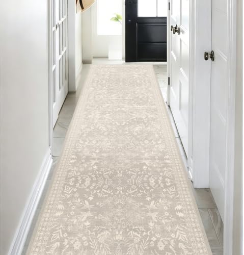 3' x 10' Beige Hallway Runner Mat, Upgraded Waterproof Plastic Floor Mat by BelleCosy