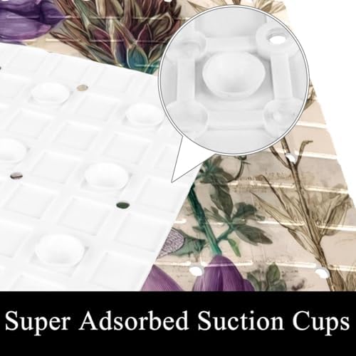 Bathtub Mat Non Slip 26.8x15.1 Inch, Dragonfly Wildflowers Shower Mat - Image 3