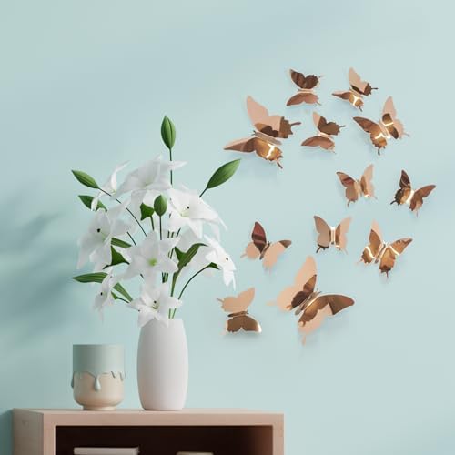 Butterfly Wall Decal Room Decor, Rose Gold Butterfly Wall Decor 24 pcs - Image 7