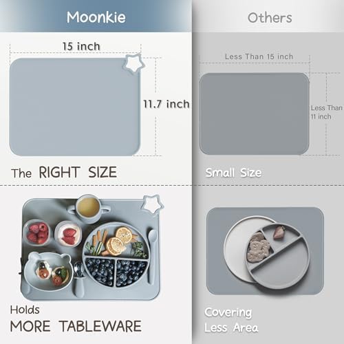 Moonkie Silicone Placemats for Baby & Kid, Stain-Proof Non-Slip Toddler Food - Image 5