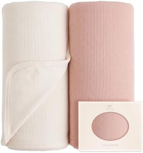 Konssy 2 Pack Ribbed Knit Swaddle Blankets by Konssy