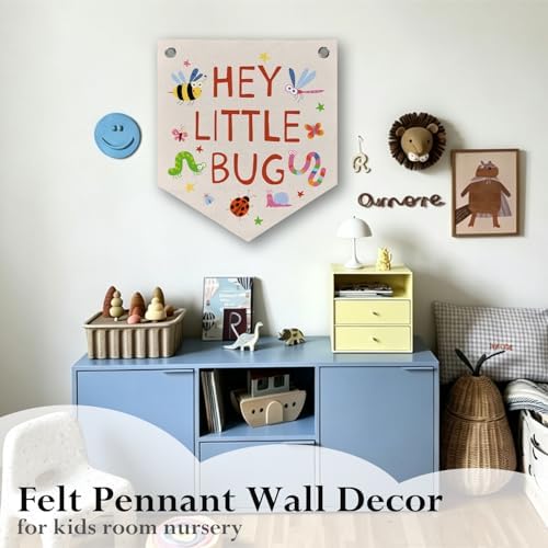 DNTSC Hey Little Bug Felt Nursery Playroom Decor Banner Pennant Kid Banner Flag - Image 2