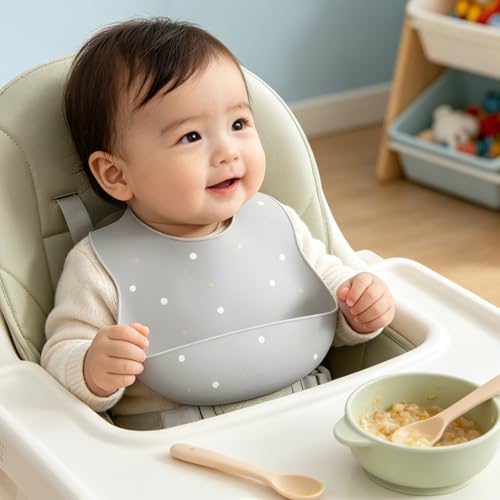 SILI FACTORY Silicone Baby Bibs 2 Sets, Adjustable Waterproof Baby Bibs - Image 6