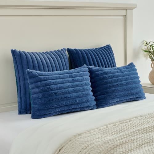 FUTEI Pack of 2 Faux Fur Throw Pillow Covers 16x16 Inch - Image 5