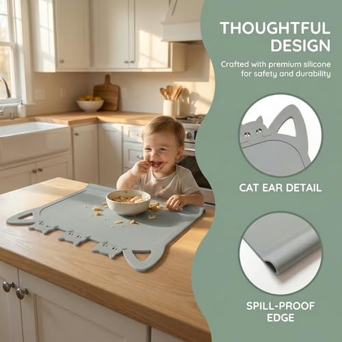 Silicone Toddler Placemat with Teething Table Edge Bumper - Image 2