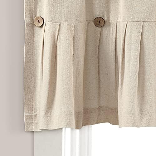 Lush Decor Linen Button Farmhouse Valance Curtians Dark Linen, Valances - Image 5