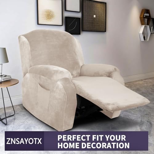 ZNSAYOTX Stretch Velvet Recliner Cover 4-Pieces, Thick Soft Recliner Chair - Image 2