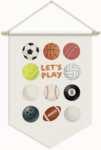 RTXLEZM Playroom Decor, Let's Play Sports Nursery Wall Banner Pennants Flag by Unknown