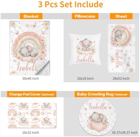 Custom Baby Girl Minky Crib Bedding Set, Rainbow Bedding 3 Pcs Set - Image 4