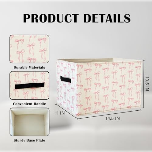 Coquette Pink Bow Storage Basket Bins - Image 4