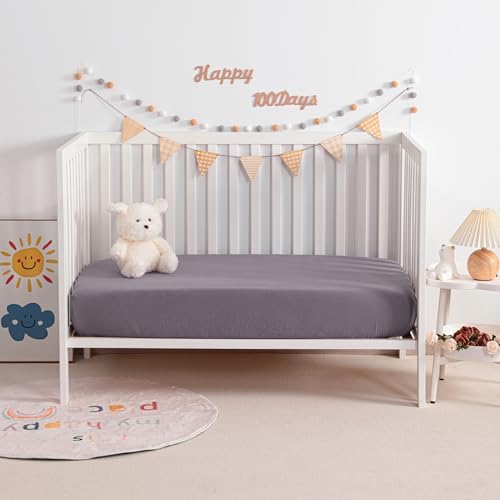 NTBAY 2 Pack Muslin Cotton Mini Crib Sheets, Soft and Breathable Double Layer - Image 2