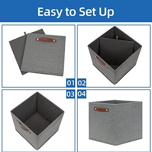 Temary 12x12 Storage Cube Bins 4 Pack Fabric Storage Cubes Storage Bins - Image 7