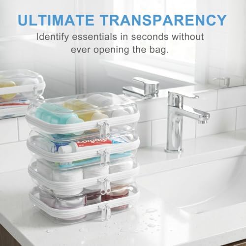4 Pack Clear Hard Shell Zipper Case, Hard Plastic Zipper Pouches - Image 6