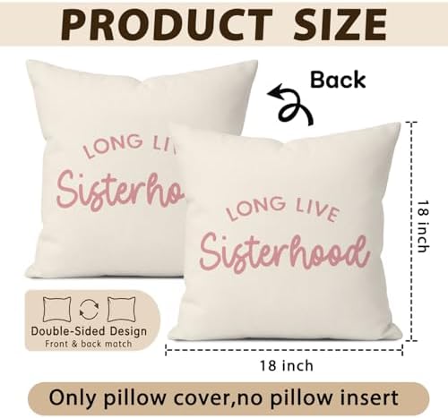 Long Live Sisterhood Pillow Cover 18x18, Girls Room Playroom Decor - Image 5
