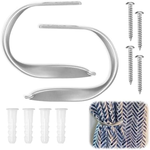 Chumia 2 Pcs Brushed Silver Metal Curtain Holdbacks Wall Mounted Tiebacks by Chumia