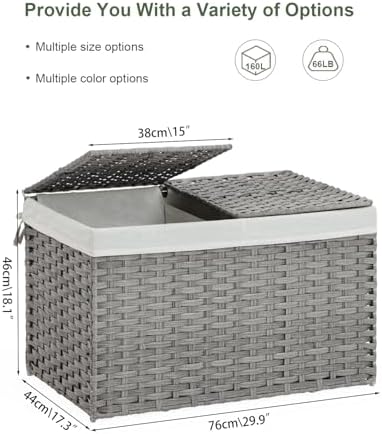SETVSON Storage Basket with Lid Wicker Baskets - Image 4