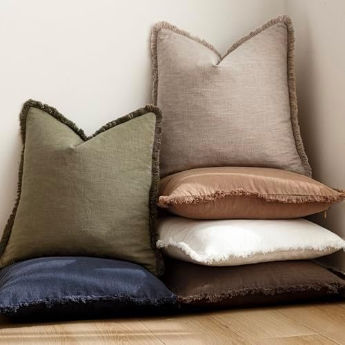 Foindtower Boho Linen Fringe Lumbar Throw Pillow Covers 12×24 Natural Linen - Image 6