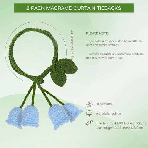2 Pack Boho Handmade Flower Curtain Tiebacks Curtain Holdbacks - Image 3