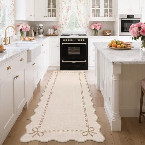 GarveeHome Scalloped Hallway Runner Rug 2.5x10 Non Slip Bedroom Rugs - Image 2