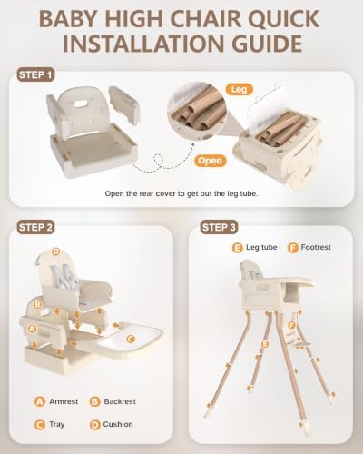 Baby High Chair for 6 Months+, Foldable High Chairs for Babies and Toddlers - Image 2