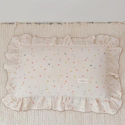 BuLuTu Muslin Toddler Pillowcase, Colorful Dots Print, 1 Pack - Image 2