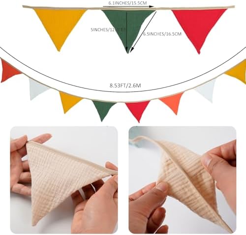 Pennant Banner Bunting Flags, Garland Triangle Banners Fabric - Image 2