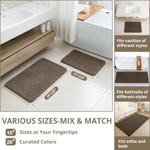 Polyester Bathroom Rug 30"x50" Brown, Large Soft Shaggy Bath Mat - Image 3