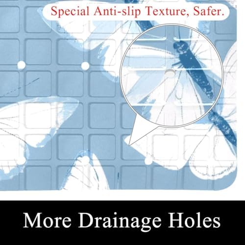 Bathtub Mat Non Slip 26.8x15.1 Inch, Butterflies Shower Mat - Image 2