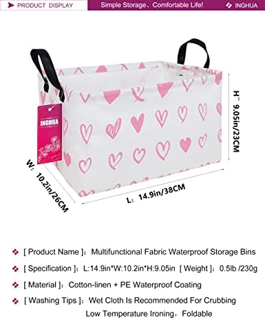 Rectangular Pink heart Storage Basket - Image 2