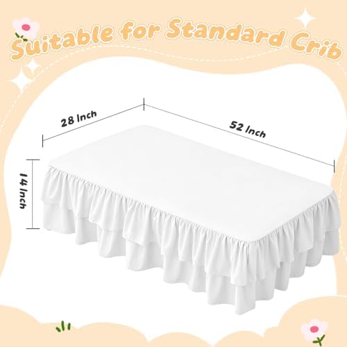 Ruffled Crib Bed Skirt, Soft Double Layer - Image 3