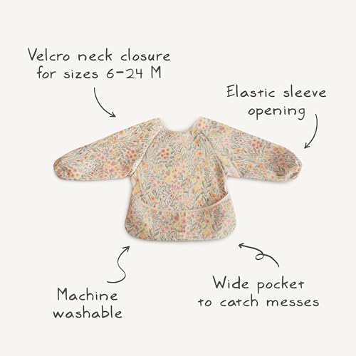 mushie Long Sleeve Baby Bib | Water Resistant Adjustable Fit - Image 4