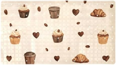 Bathtub Mat Non Slip 26.8x15.1 Inch, Coffee Pattern Shower Mat by Anna+Cowper