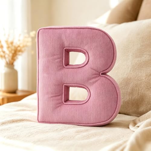 Pink Letter Plush Pillow, Letter Hugging Throw Pillows, Decorative Corduroy by Shapeazy