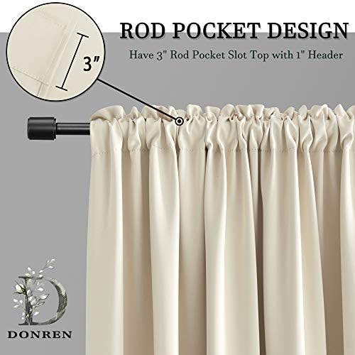 DONREN 2 Panels Cream Beige Curtain Valances - Image 3