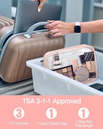 BAGSMART Clear Toiletry Bag 3-Pack TSA Approved Water-Repellent, Nude Pink - Image 3