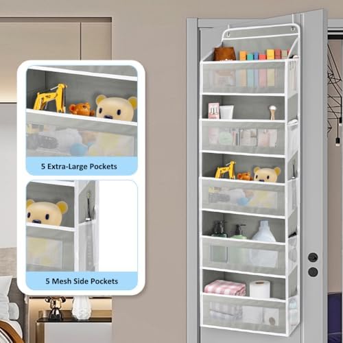Over-the-Door Organizer, 5 Large Pockets and Mesh Pouches - Image 5